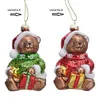 Christbaumschmuck Glas Teddybär mit Geschenk 12cm, 1 Stück Produktbild-Vorschau 1