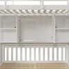 A close-up view of the storage and shelving unit of a white bunk bed. Náhled obrázku produktu