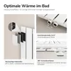 Collage of images showing details of a white radiator. Produktbild-Vorschau