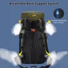Back view of a green backpack with animated white clouds showing airflow, indicating breathability. Náhľad obrázku produktu