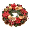 A Christmas wreath with poinsettias, pinecones, and golden ornaments. Podgląd zdjęcia produktu