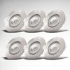 A set of six recessed LED spotlights with a brushed nickel finish, arranged in two rows of three on a light gray background. Voir les images du produit