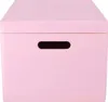 A pink wooden storage box with a lid and a handle cutout. Produktbild-Vorschau