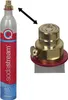 A SodaStream CO2 cylinder and a close-up of its Quick Connect fitting. Produktbild-Vorschau