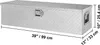 A silver diamond plate truck tool box with dimensions indicated. Anteprima dell’immagine prodotto