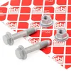 Two bolts and two nuts with washers, likely for automotive use, are laid out on a white surface with red and white packaging in the background featuring the brand logo and text. Anteprima dell’immagine prodotto