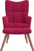 vidaXL Poltrona relax con sgabello in velluto rosso vino Anteprima dell’immagine prodotto 2
