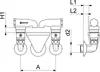 Technical drawing with dimensions of a plumbing component. Produktbild-Vorschau