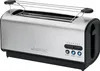 A stainless steel Clatronic 4-slice long-slot toaster with a black base and control panel. Produktbild-Vorschau