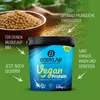 A product shot of BODYLAB Vegan Protein powder with accompanying text and imagery of soybeans. Produktbild-Vorschau