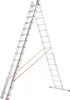 An A-frame ladder with orange safety straps. Produktbild-Vorschau
