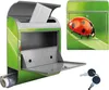 A mailbox with a ladybug design, shown with its door open and a newspaper roll at the bottom. Two keys are also visible. Produktbild-Vorschau