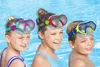 Three children wearing snorkeling masks by a pool. Voir les images du produit
