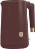 A maroon electric kettle with a gold logo and accents. Produktbild-Vorschau
