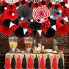 ZERODECO Tissue Pom Poms Set - Party Deko in Rot Schwarz Produktbild-Vorschau 8