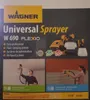 The image shows the packaging for a Wagner Universal Sprayer W 690 Flexio, with promotional text and images of the product in use. Anteprima dell’immagine prodotto
