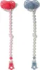 Two pacifier clips with pacifiers attached, one pink and one blue, against a white background. Náhľad obrázku produktu