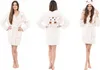 Three views of a woman wearing a white bathrobe with a hood featuring bear ears. Náhľad obrázku produktu