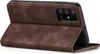 A brown flip cover case for a smartphone is shown standing upright. Produktbild-Vorschau