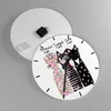 Wanduhr - Rund - Glasuhr - Katzen Blumen Tiere - 40x40cm - Produktbild-Vorschau 2