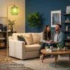 A couple sitting on a sofa in a living room, with a floor lamp and a coffee table. Anteprima dell’immagine prodotto