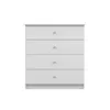 A white chest of drawers with four drawers and pink knobs, shown against a white background. Náhľad obrázku produktu