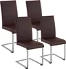 Four brown dining chairs with silver metal legs are arranged in a group against a white background. Náhled obrázku produktu