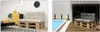 Two images showing a pallet sofa cushion set, one indoors and one outdoors by a pool. Produktbild-Vorschau