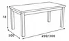 A line drawing of a rectangular table with four legs, showing dimensions. Náhled obrázku produktu