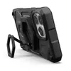 A black phone case with a kickstand and a clip is shown from a side-angle against a white background. Produktbild-Vorschau
