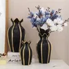 Wazon Czarny Duży ceramiczny Rękodzieło Dekoracja ze złotą Podgląd zdjęcia produktu 5