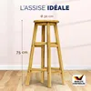 CASARIA® Set di 2 Sgabelli da Bar in Legno D'acacia Altezza Anteprima dell’immagine prodotto 10