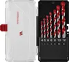 A set of drill bits in a clear plastic case, with the case open to reveal the drill bits arranged in a black holder. Produktbild-Vorschau