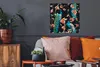 MuchoWow® Poster Muster - Pfau - Blüte - Schwarz 50x50 cm - Produktbild-Vorschau 2