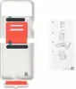 A white phone case with a red strap and an instruction manual. Produktbild-Vorschau