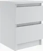A white two-drawer nightstand or small dresser is shown from a three-quarter side view against a white background. Produktbild-Vorschau