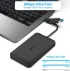 A laptop connected to an external hard drive enclosure via a USB cable. Produktbild-Vorschau