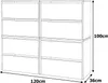 A line drawing of a modular shoe cabinet with dimensions indicated. Voir les images du produit