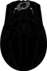 A top-down view of a black bicycle helmet with a grey logo on the front. Náhľad obrázku produktu