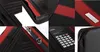 A collage of close-up shots of a black and red conference folder, highlighting its details and features. Voir les images du produit