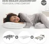 A woman sleeping on a bed, with diagrams showing a bed frame and mattress combining to form a bed. Náhľad obrázku produktu
