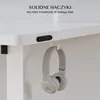 A white desk with a hook holding a pair of grey headphones. Podgląd zdjęcia produktu