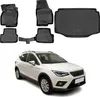 A collage of car floor mats and a trunk liner, with a white car in the foreground. Anteprima dell’immagine prodotto