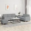 3-tlg. Sofagarnitur mit Kissen Hellgrau Stoff Produktbild-Vorschau 2