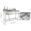 A stainless steel sink with dimensions shown. Náhled obrázku produktu