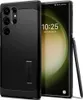 A black phone case is shown next to a smartphone displaying the time and date. Anteprima dell’immagine prodotto