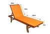 A wooden lounge chair with an orange cushion, showing dimensions. Anteprima dell’immagine prodotto