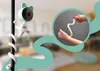 A baby monitor with a flexible arm attached to a pole, and a close-up of hands bending the arm. Náhľad obrázku produktu