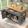 A kitchen island with storage, drawers, and a built-in pet bed, set in a kitchen environment with natural light. Anteprima dell’immagine prodotto
