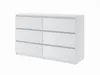 A white dresser with six drawers against a white background. Produktbild-Vorschau